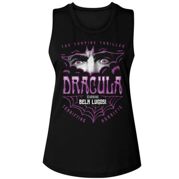 Bela Lugosi-Bela Lugosi Bat Eyes-Black Ladies Muscle Tank-S - Black