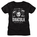 Bela Lugosi-Bela Lugosi Creepy Web Monochrome-Black Ladies S/S T-Shirt - Black
