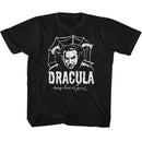 Bela Lugosi-Bela Lugosi Creepy Web Monochrome-Black Youth S/S T-Shirt (7-8) - Black