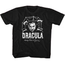 Bela Lugosi-Bela Lugosi Creepy Web Monochrome-Black Youth S/S T-Shirt-Xs (5-6) - Black