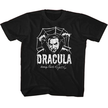 Bela Lugosi-Bela Lugosi Creepy Web Monochrome-Black Youth S/S T-Shirt-Xs (5-6) - Black