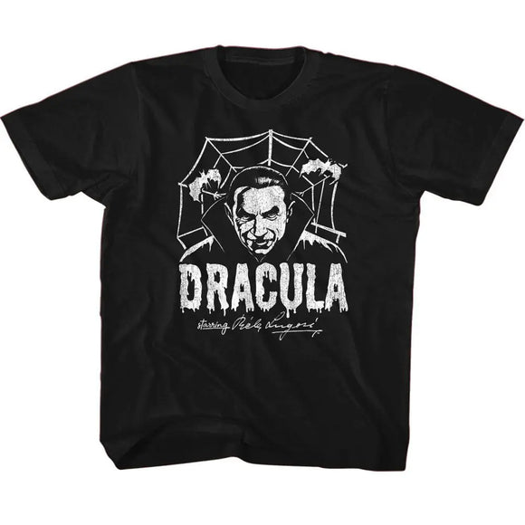 Bela Lugosi-Bela Lugosi Creepy Web Monochrome-Black Youth S/S T-Shirt-Xs (5-6) - Black