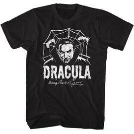 Bela Lugosi-Bela Lugosi Creepy Web Monochrome-Black Adult S/S T-Shirt - Black