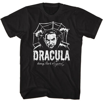 Bela Lugosi-Bela Lugosi Creepy Web Monochrome-Black Adult S/S T-Shirt - Black