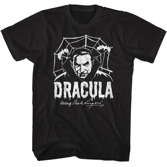 Bela Lugosi-Bela Lugosi Creepy Web Monochrome-Black Adult S/S T-Shirt - Black