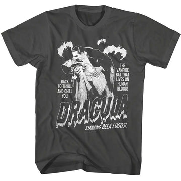 Bela Lugosi-Bela Lugosi Single Color Dracula With Bats-Smoke Adult S/S T-Shirt - Smoke