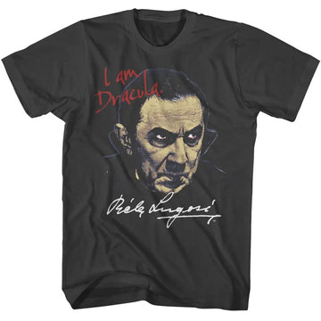 Bela Lugosi-Bela Lugosi I Am Dracula-Smoke Adult S/S T-Shirt - Smoke