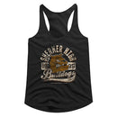 Breakfast Club-Bulldogs-Black Ladies Slimfit Racerback-S - Black