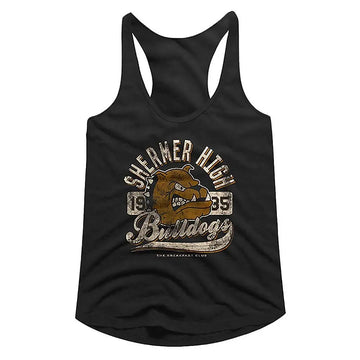 Breakfast Club-Bulldogs-Black Ladies Slimfit Racerback-S - Black