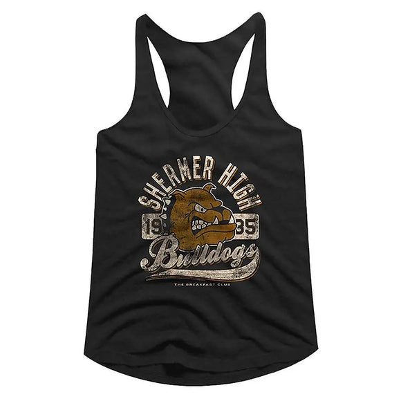 Breakfast Club-Bulldogs-Black Ladies Slimfit Racerback-S - Black