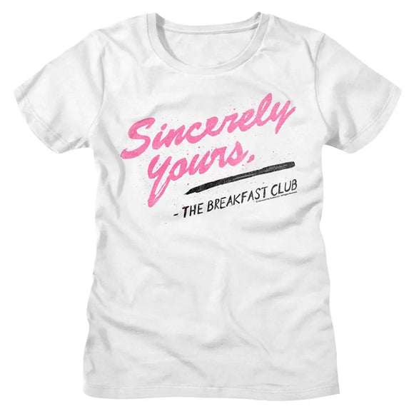 Breakfast Club-Breakfast Club Sincerely Yours-White Ladies S/S T-Shirt - White