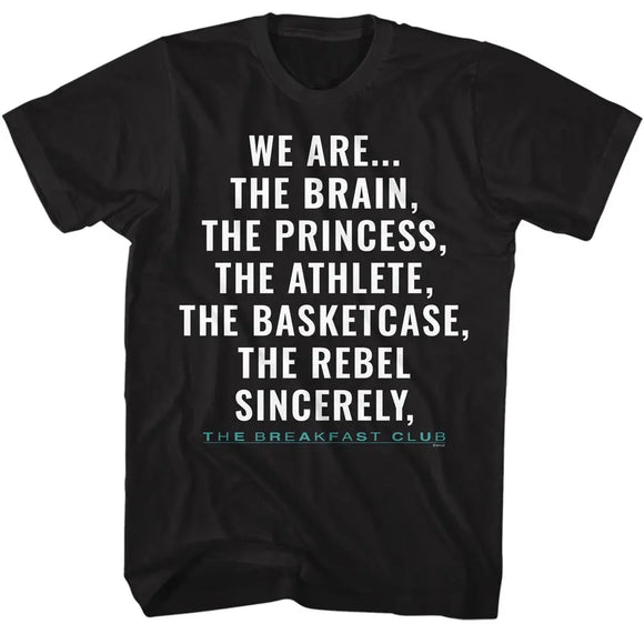 Breakfast Club-Breakfast Club Sincerely Yours-Black Adult S/S T-Shirt - Black