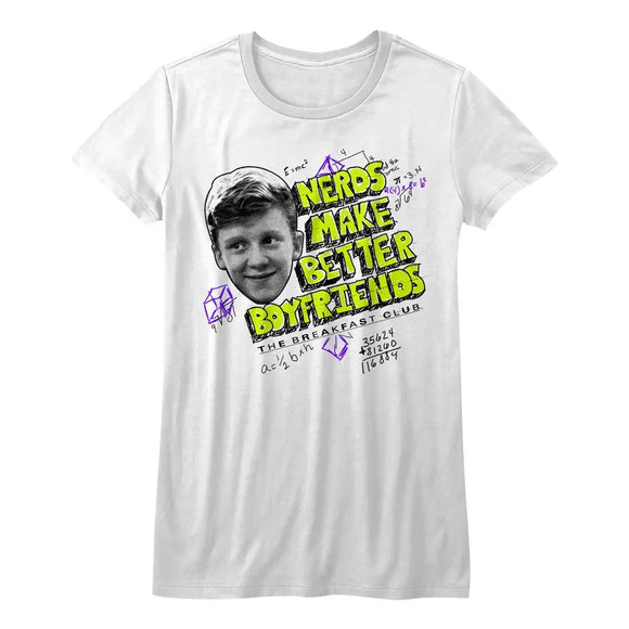 Breakfast Club-Nerds Are Better-White Ladies S/S T-Shirt - White