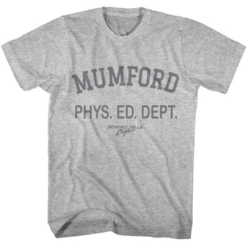 Beverly Hills Cop-Beverly Hills Cop Mumford Phys Ed Dept-Gray Heather Adult S/S T-Shirt - Gray Heather