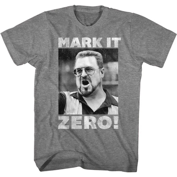 The Big Lebowski-Mark It Zero-Graphite Heather Adult S/S T-Shirt - Graphite Heather