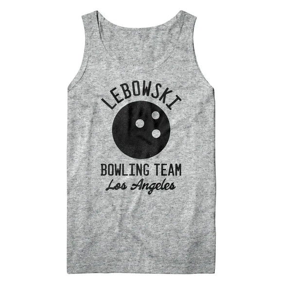 Big Lebowski-Big Lebowski Bowling Team-Gray Heather Adult Tank-S - Gray Heather