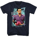 The Big Lebowski-Bowling With Jesus-Navy Adult S/S T-Shirt - Navy