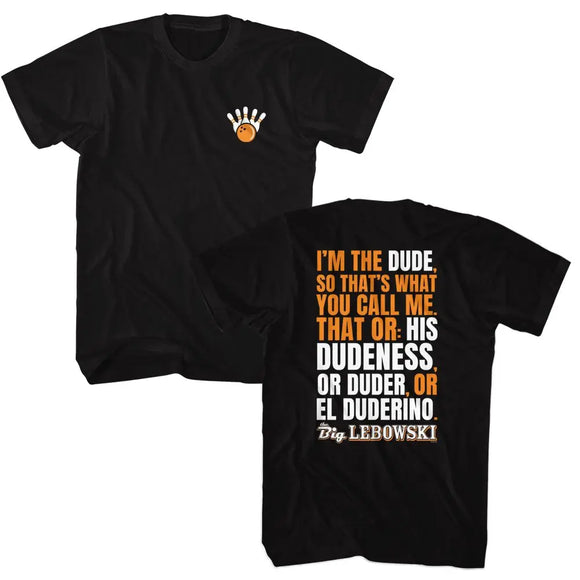 Big Lebowski-Big Lebowski Im The Dude-Black Adult S/S T-Shirt ***F&B*** - Black