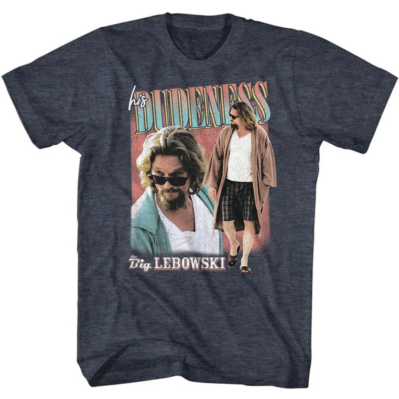 Big Lebowski-Big Lebowski Duo Pic-Navy Heather Adult S/S T-Shirt - Navy Heather