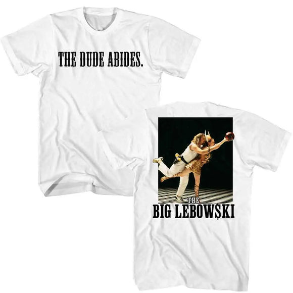 The Big Lebowski-The Big Lebowski The Dude Abides F B-White Adult S/S T-Shirt ***F&B***-S - White