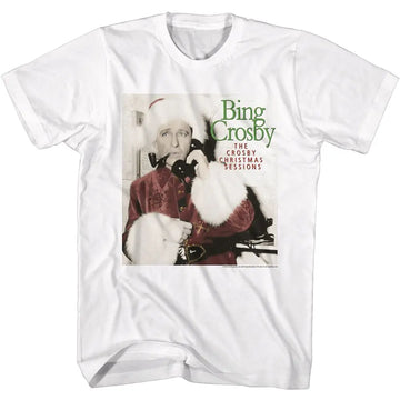 Bing Crosby-Bing Crosby Christmas Sessions Album-White Adult S/S T-Shirt - White