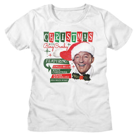 Bing Crosby-Bing Crosby Christmas With-White Ladies S/S T-Shirt - White