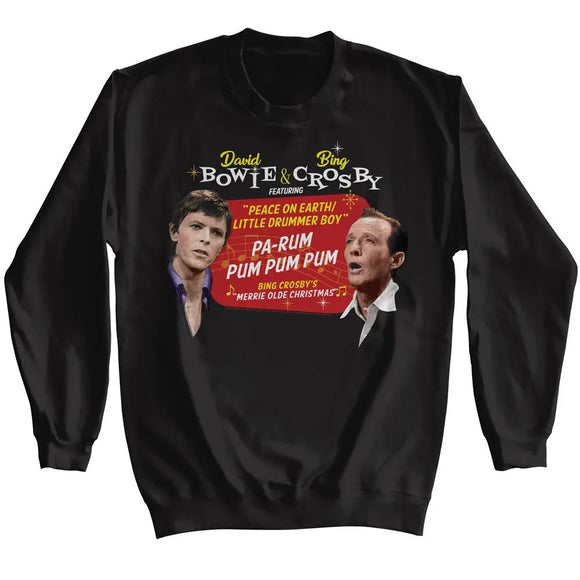 Bing Crosby-Bing Crosby David Bowie And Crosby Pa Rum-Black Adult L/S Sweatshirt-S - Black