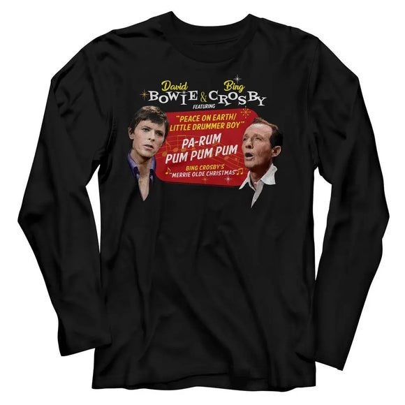Bing Crosby-Bing Crosby And Bowie Pa Rum-Black Adult L/S T-Shirt - Black