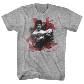 Bruce Lee-Wha-Taaa-Gray Heather Adult S/S T-Shirt - Gray Heather