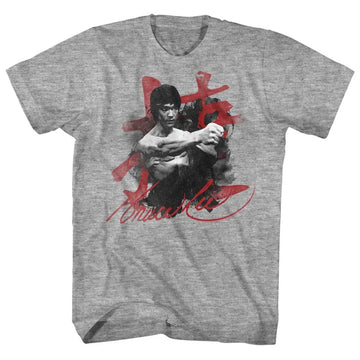 Bruce Lee-Wha-Taaa-Gray Heather Adult S/S T-Shirt - Gray Heather