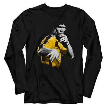 Bruce Lee-Hooowah-Black Adult L/S T-Shirt - Black