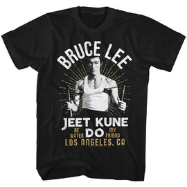 Bruce Lee-White Gold-Black Adult S/S T-Shirt - Black