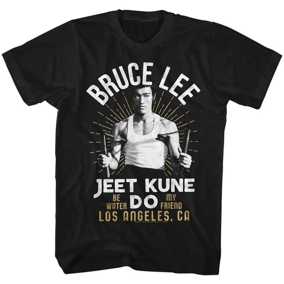 Bruce Lee-White Gold-Black Adult S/S T-Shirt - Black