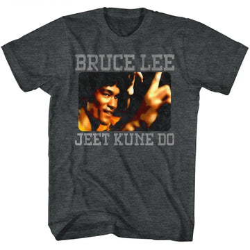 Bruce Lee-Bruce Kune Do-Black Heather Adult S/S T-Shirt - Black Heather