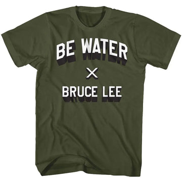Bruce Lee-Be Water-Military Green Adult S/S T-Shirt - Military Green