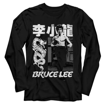 Bruce Lee-Bruce Lee Chinese Name-Black Adult L/S T-Shirt - Black