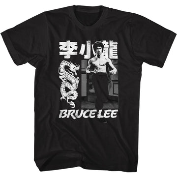 Bruce Lee-Chinese Name-Black Adult S/S T-Shirt - Black