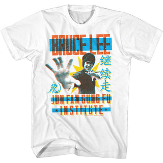Bruce Lee Poster Primaries Adult T-Shirts