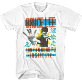 Bruce Lee-Poster Primaries-White Adult S/S T-Shirt - White