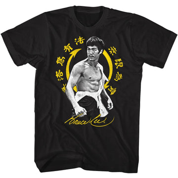Bruce Lee-Bright Symbol Bg-Black Adult S/S T-Shirt - Black