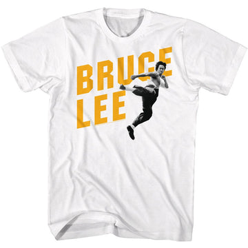 Bruce Lee-Bruce Lee In Front Of Name-White Adult S/S T-Shirt - White