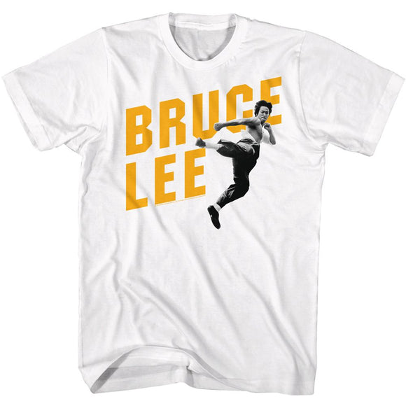 Bruce Lee-Bruce Lee In Front Of Name-White Adult S/S T-Shirt - White