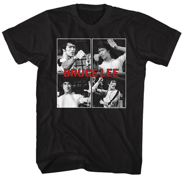 Bruce Lee-Bruce Lee Four Squares-Black Adult S/S T-Shirt - Black