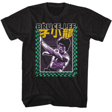 Bruce Lee-Bruce Lee Bright Patterns-Black Adult S/S T-Shirt - Black