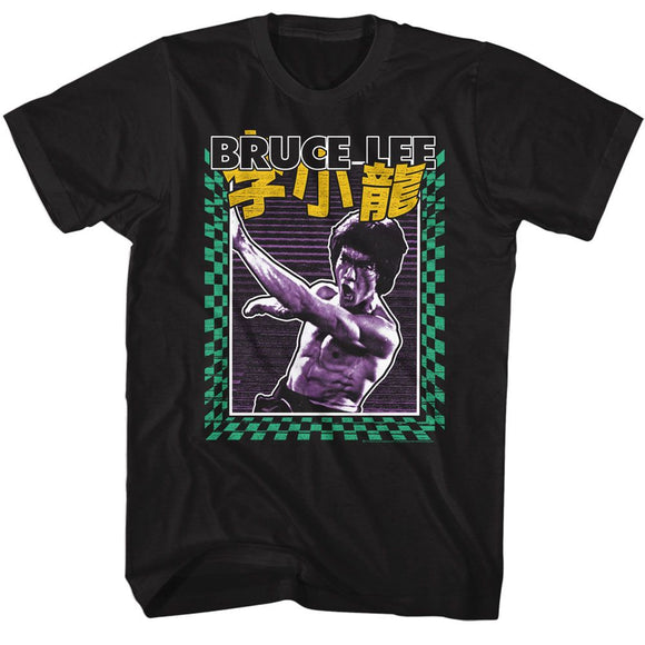 Bruce Lee-Bruce Lee Bright Patterns-Black Adult S/S T-Shirt - Black