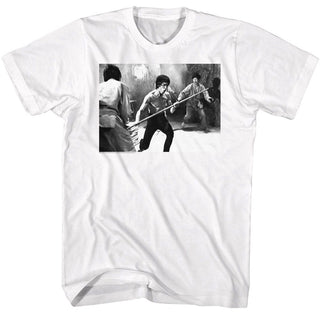 Bruce Lee Bruce Lee Staff Fight Adult T-Shirts