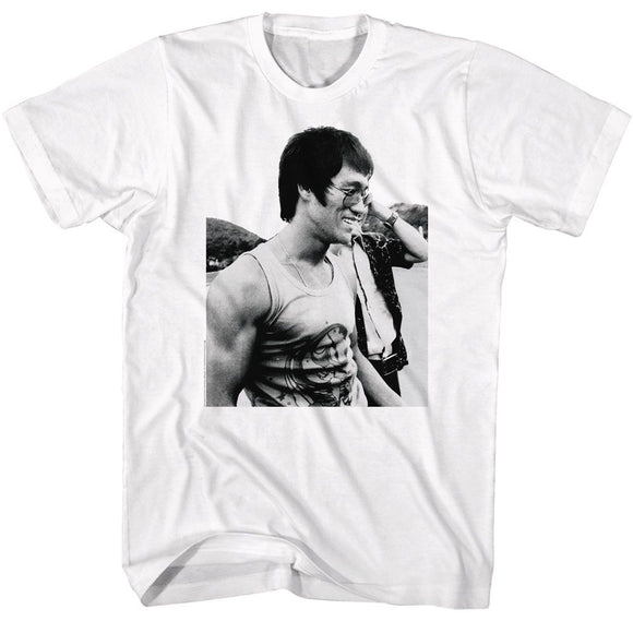 Bruce Lee-Bruce Lee Casual Bruce-White Adult S/S T-Shirt - White