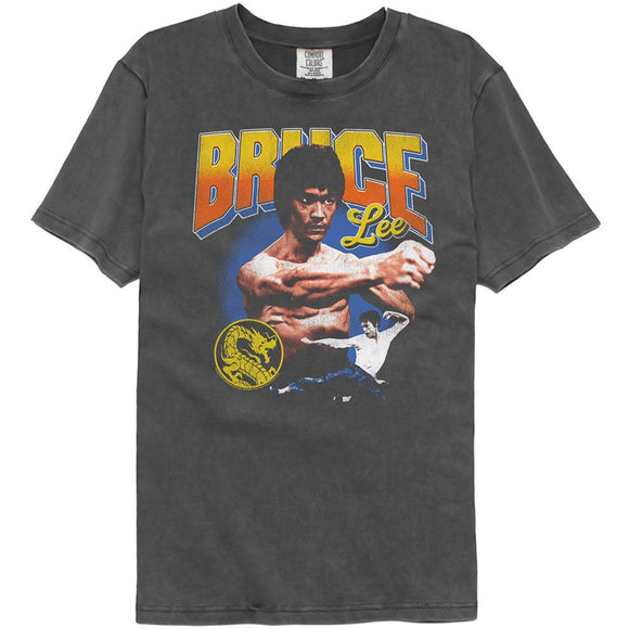 Bruce Lee-Bruce Lee Gradient Text-Comfort Color Pepper Adult S/S T-Shirt - Pepper