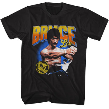 Bruce Lee-Bruce Lee Gradient Text-Black Adult S/S T-Shirt - Black