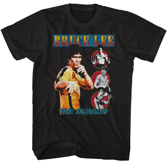Bruce Lee-Bruce Lee Comic Cover Style-Black Adult S/S T-Shirt - Black